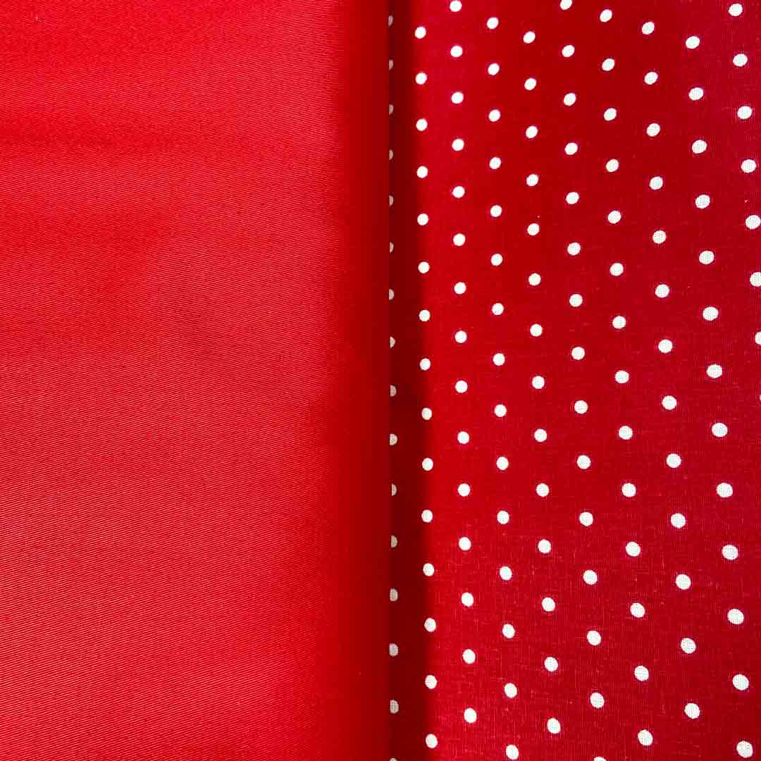Tissu coton rouge imprimé pois blancs, 25cm - Image 6