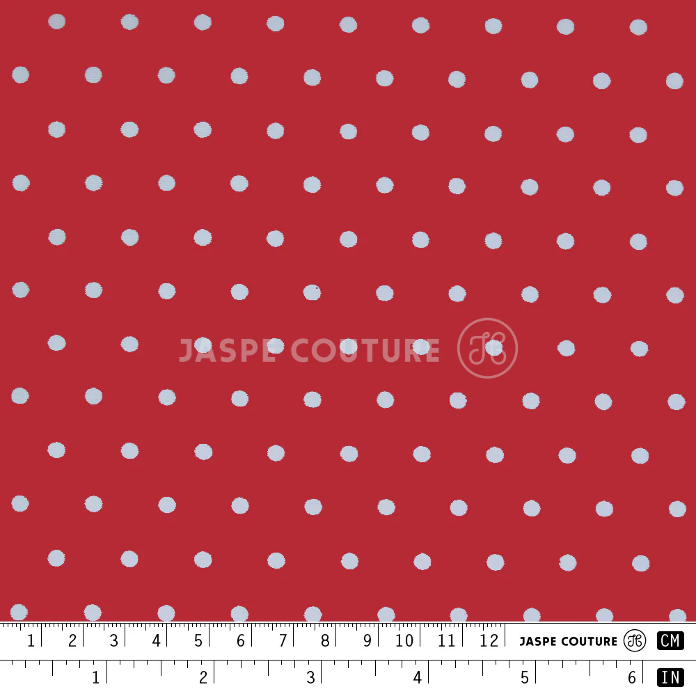Tissu coton rouge imprimé pois blancs, 25cm - Image 9